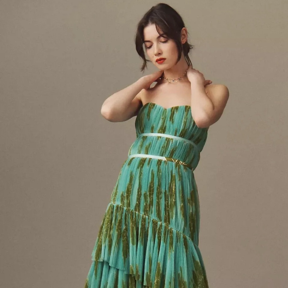 NWT Hutch Lanza Strapless Green Maxi Dress Sz 2